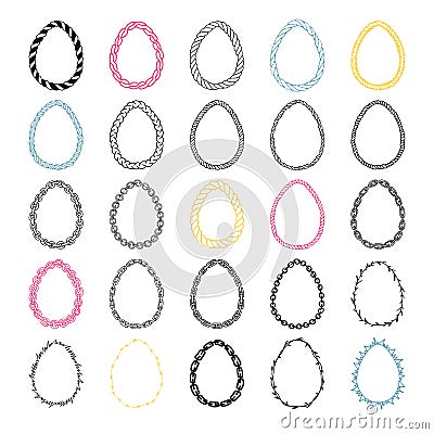 Set of 25 handdrawn doodle eggs. Vector Illustration