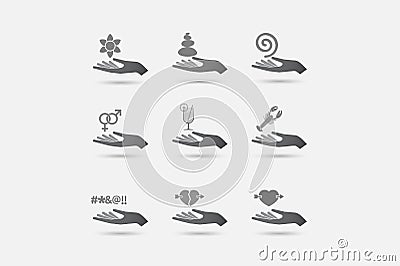 Set of hands in giving position with Zen and relaxation related Stock Photo