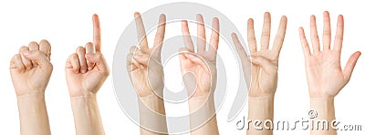 Set of hands making the numbers Stock Photo