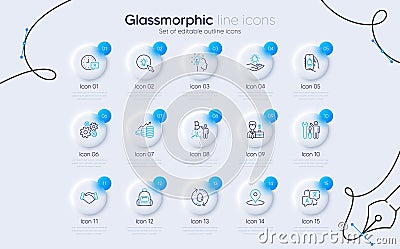 Set of Handshake, Bitcoin project and Businessman case line icons for web app. Pictogram icon. Vector Vector Illustration