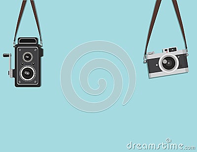 Set hanging retro camera Vector Illustration