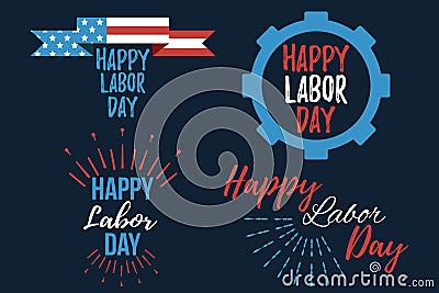 Set of Happy Labor Day banner and giftcard. Vector Illustration