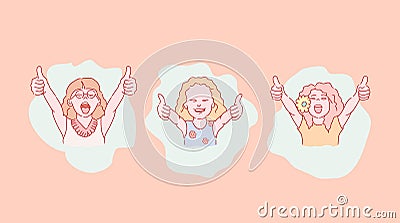 set of happy little girl expressions. Stock Photo