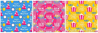 Happy New Year 2024 Seamless Pattern Illustration with Elements Decoration New Years Background Vector Illustration