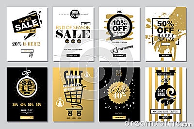 Set of 2017 Happy New Year Templates Sale Banners for Websites a Stock Photo