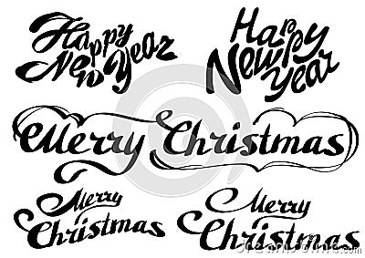 Set Happy new year text. Merry Christmas Vector Illustration