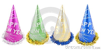 Set of Happy New Years party hats Stock Photo