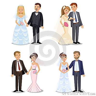 https://thumbs.dreamstime.com/x/set-happy-wedding-couples-different-types-wedding-couple-collection-bride-groom-their-day-vector-70381145.jpg