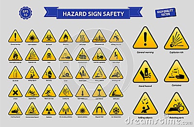 Set of hazard sign safety Stock Photo