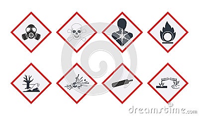 Set of Hazard Symbols. Vector for Safety Signs and Warnings. Vector Illustration