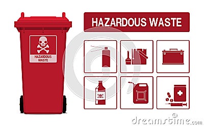 Set of hazardous waste icon on transparent background Vector Illustration