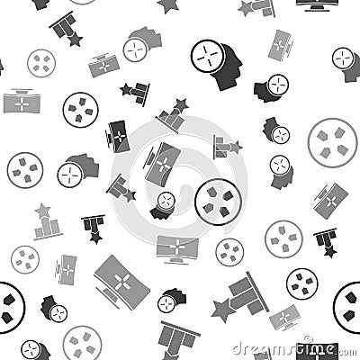 Set Head hunting concept, Star, Gamepad and Computer monitor on seamless pattern. Vector Vector Illustration