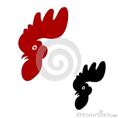 Set of head of rooster Vector Illustration