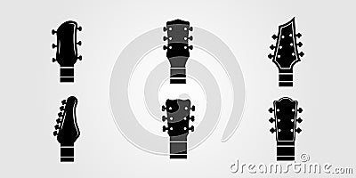 set of headstock guitar logo, or bundle of tuner bass symbol vector design Vector Illustration