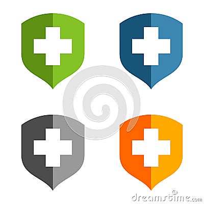 Set Health Care Cross Shield Logo Template Illustration Design. Vector EPS 10 Vector Illustration