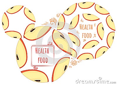 Health food round apple frame Vector Illustration