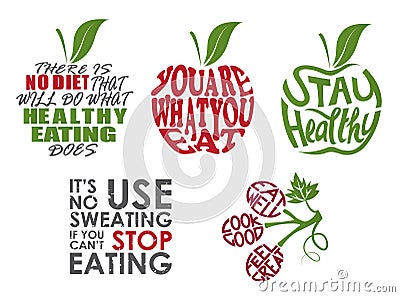 Set of health quotes Stock Photo