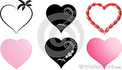 Set of Heart Icon and shape Vector,Perfect Love symbol for Valentine`s day, Heart graphic drawing isolated on white background Vector Illustration