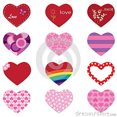 Set of hearts Vector Illustration