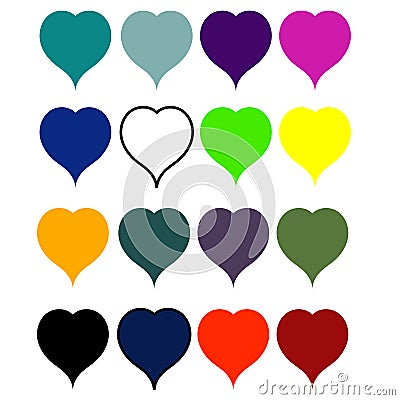 Set hearts of all colors of rainbow Vector Illustration