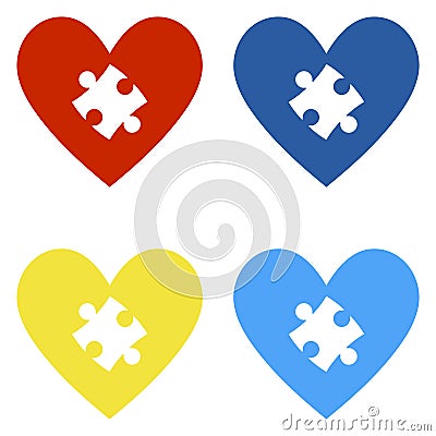 Autism Awareness Hearts Vector Illustration