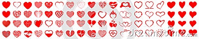 Set of hearts icon, heart drawn hand - vector Vector Illustration