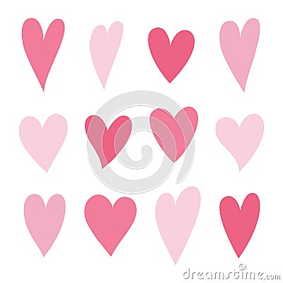 Set of hearts pink color Vector Illustration