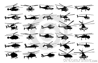 The helicopter silhouettes. Vector Illustration