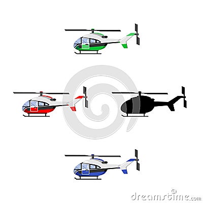 Set of helicopters isolated vector illustration Vector Illustration