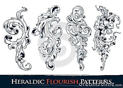 Set of heraldic flourish patterns Vector Illustration