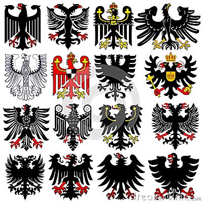 Set of heraldic german eagles Vector Illustration