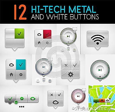 Set of hi-tech round play interface menu and tag ui Vector Illustration