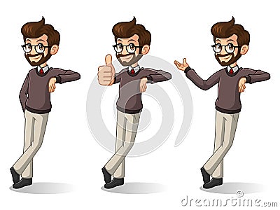 Set of hipster businessman stand leaning against Vector Illustration