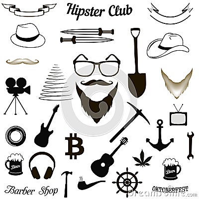 Set hipster icons Vector Illustration