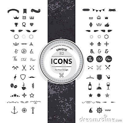 Set of Hipster Icons and Symbols Vector Illustration