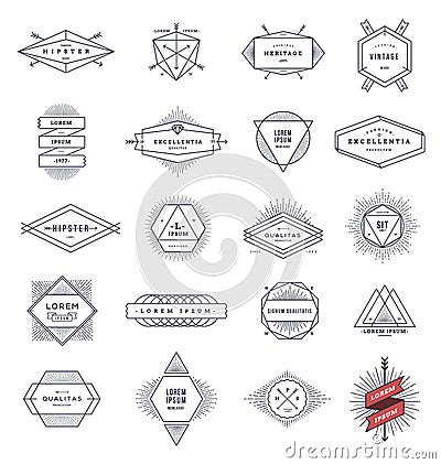 Set of hipster line emblems and signs Vector Illustration