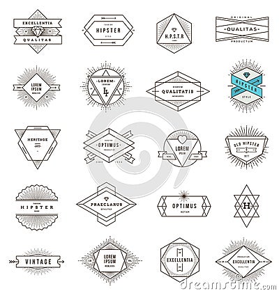 Set of hipster line emblems and signs Vector Illustration