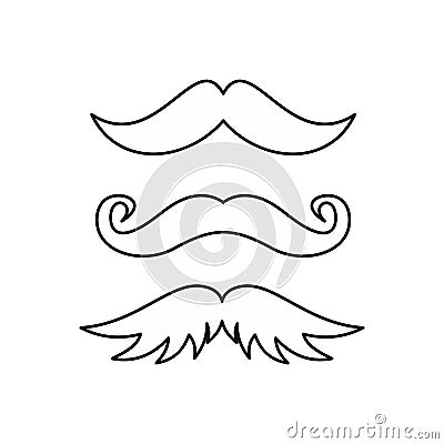 Set of hipster mustache icon, outline style Vector Illustration