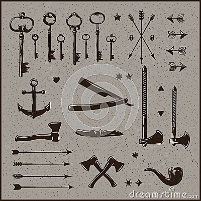 Set of hipster vintage design elements Vector Illustration