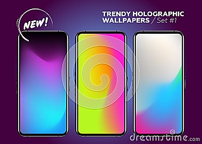 Set of Holographic Gradients. Vector Modern Bright Background. Vector Illustration