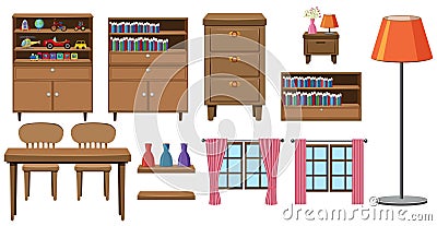 Set of home furniture collection Vector Illustration