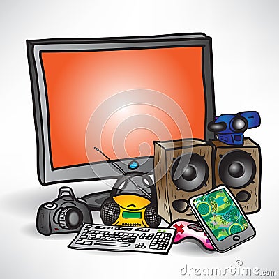 Set home media technology on a white background Stock Photo