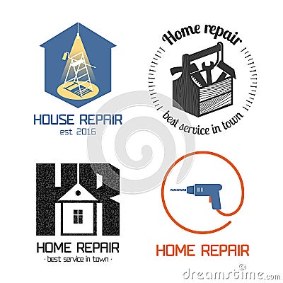 Set of home repair, house remodel vector icon, symbol, sign, logo Vector Illustration