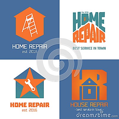 Set of home repair, house remodel vector icon, symbol, sign, logo Vector Illustration