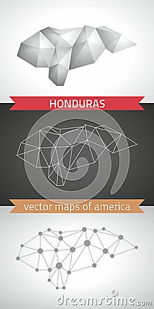 Honduras collection of vector design modern maps, gray and black and silver dot contour mosaic 3d map Vector Illustration