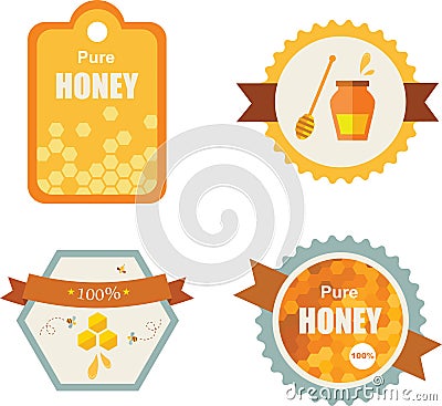 Set of honey and bee labels. product icons Stock Photo