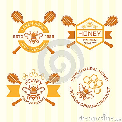 Set of honey colored vector emblems Vector Illustration