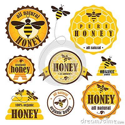 Set of honey labels Stock Photo