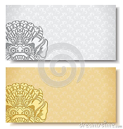 Set of horizontal banners. Balinese traditional ornament. Stock Photo