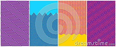 Set of horizontal different colorful patterns Vector Illustration